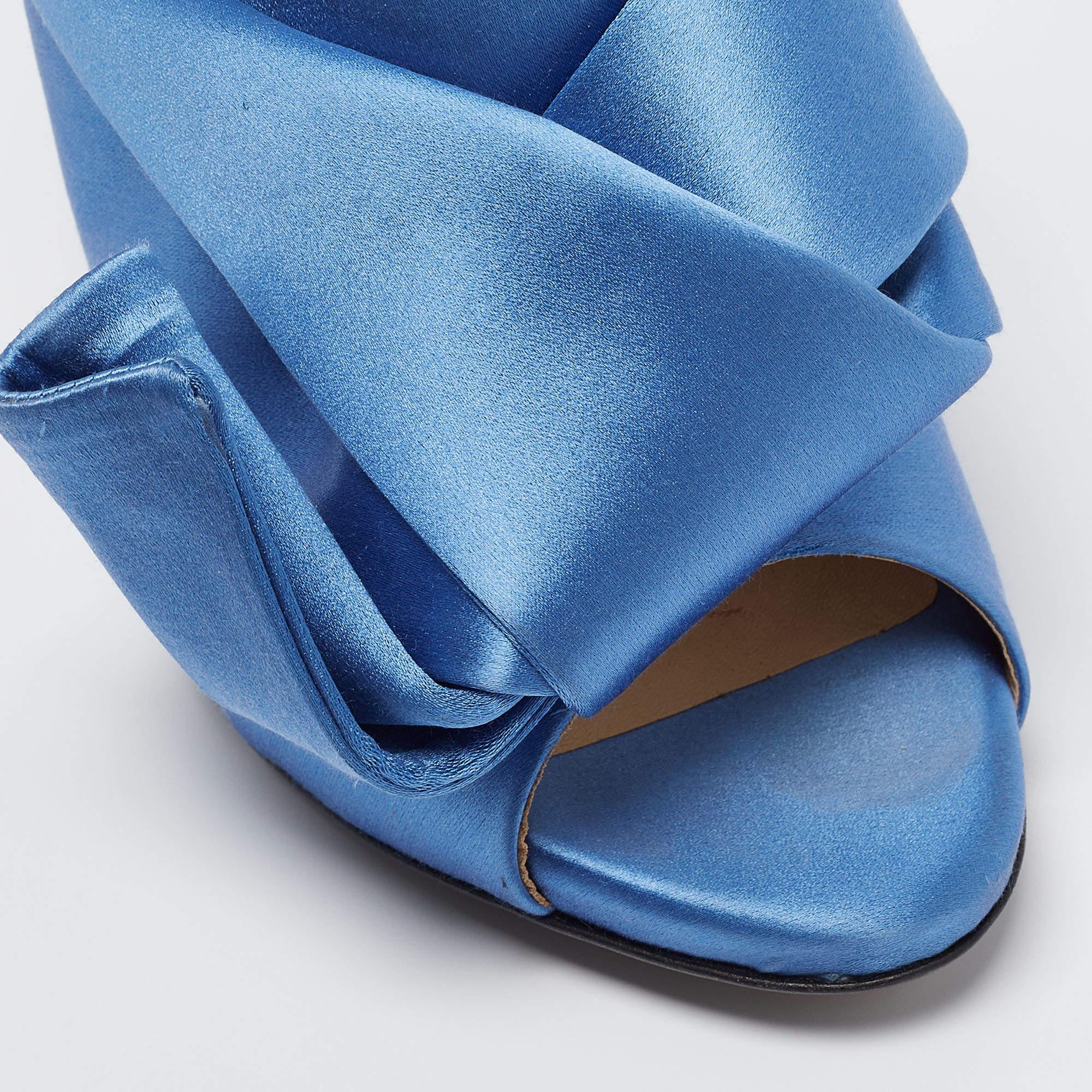 N°21 Blau Satin Ronny Pantolette Sandalen Größe 37 im Angebot 3