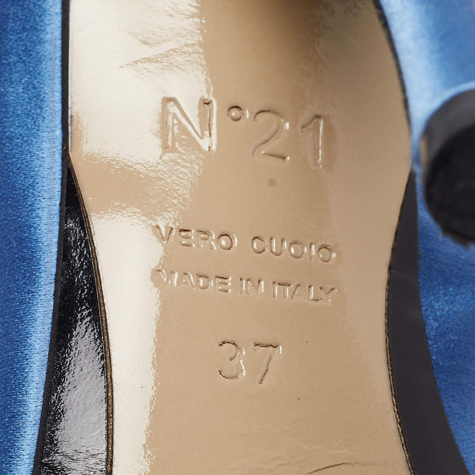 N°21 Blau Satin Ronny Pantolette Sandalen Größe 37 im Angebot 4