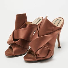 N°21 Brown Satin Raso Knot Mules Size 37