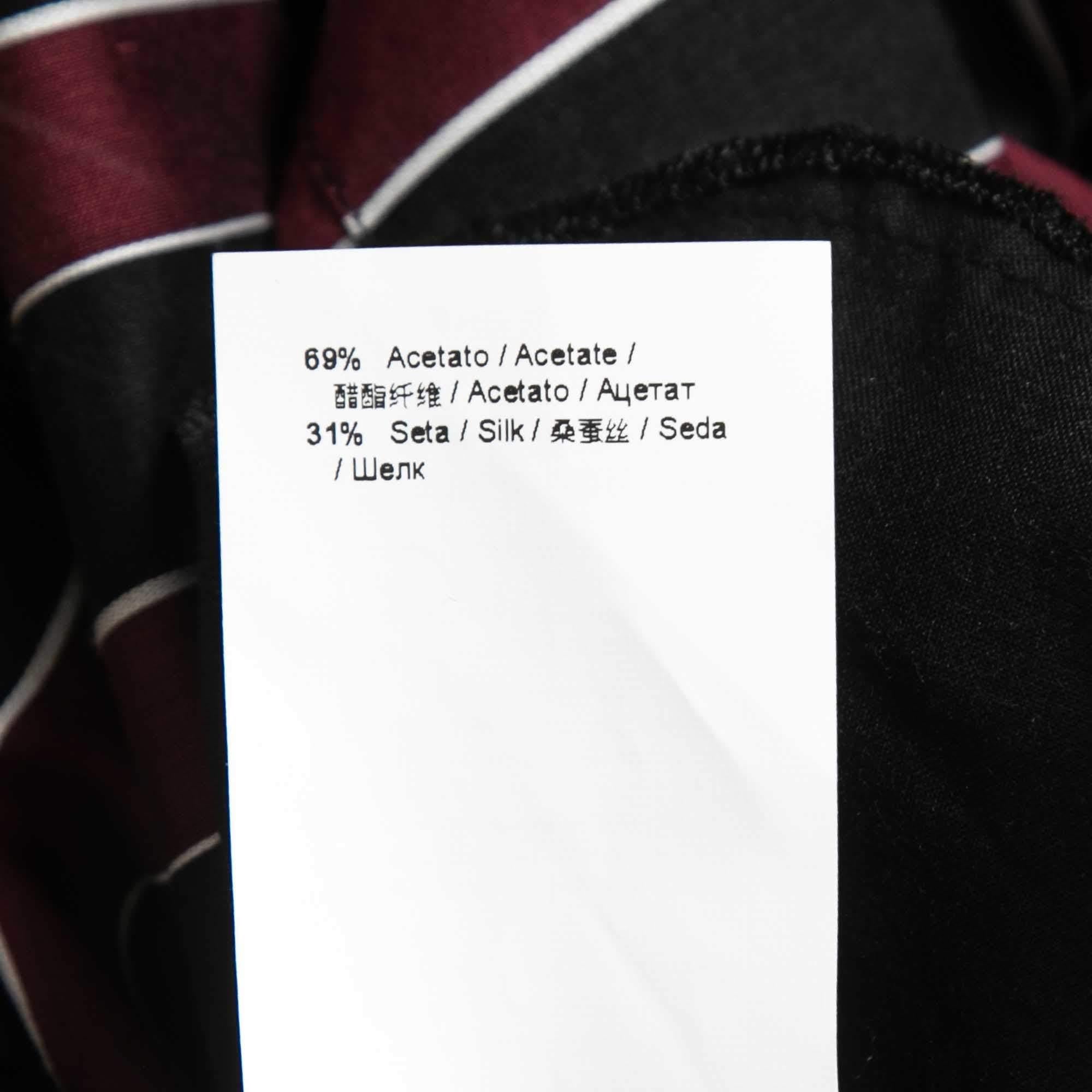 N21 Burgundy/Black Striped Cotton Blend Long Sleeve Short Dress M For Sale 1
