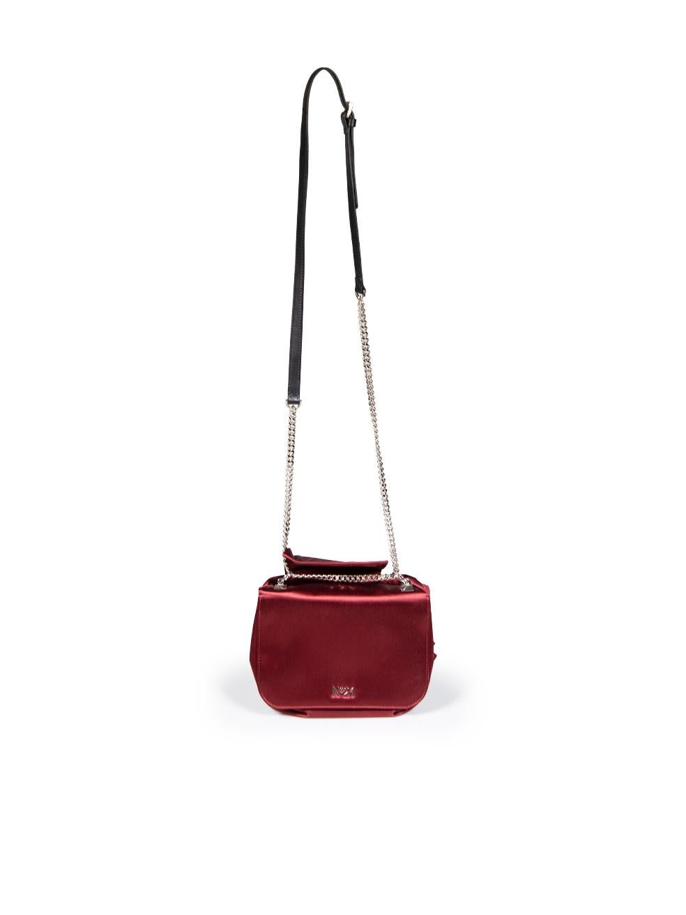 Red N°21 Burgundy Satin Knot Detail Chain Bag