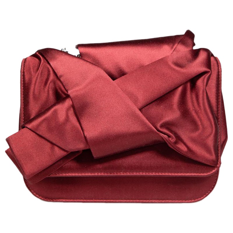 N°21 Burgundy Satin Knot Detail Chain Bag