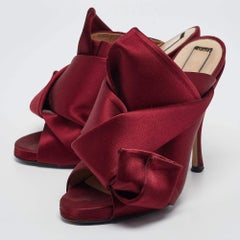 N°21 Burgundy Satin Knotted Bow Mules Size 35