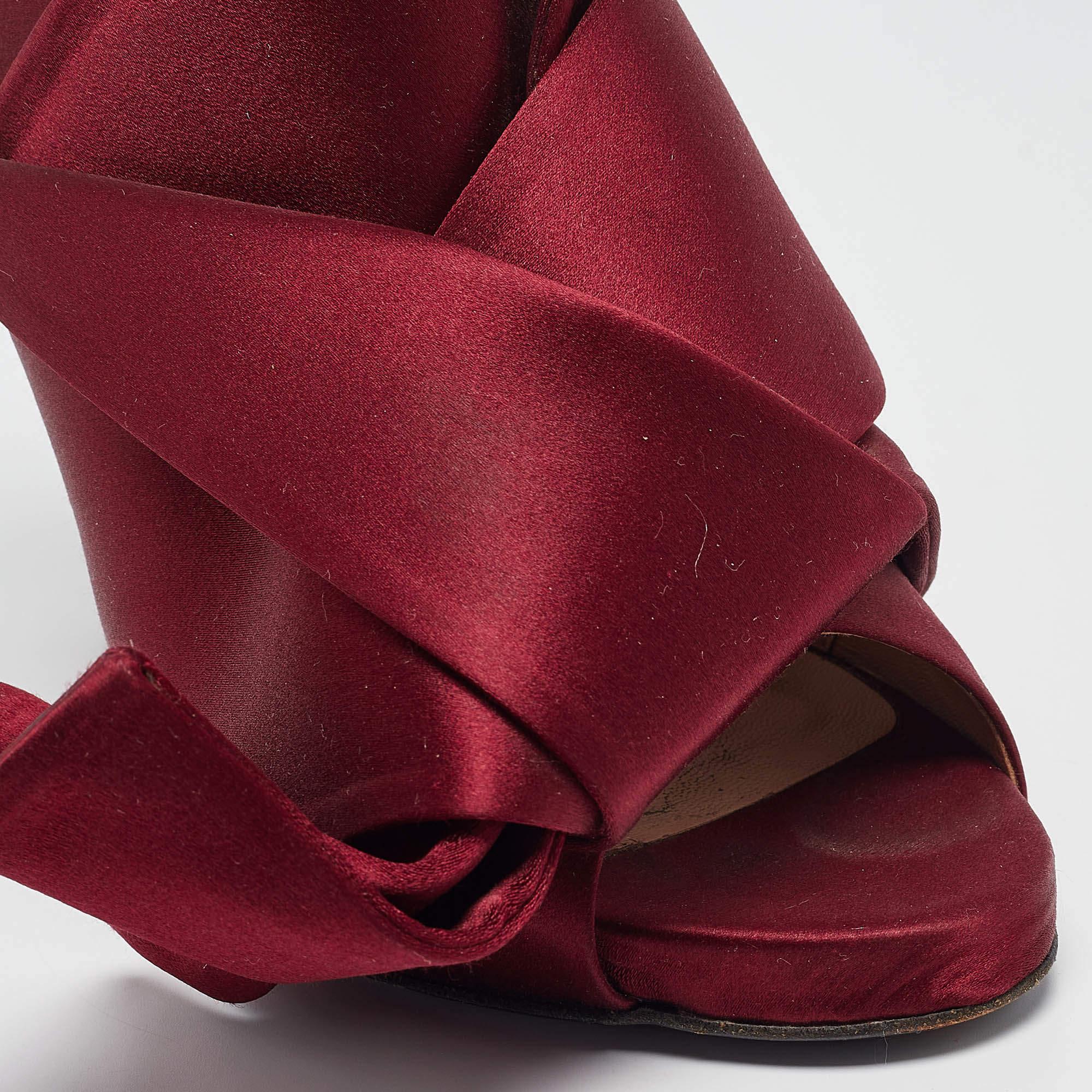 N°21 Burgundy Satin Knotted Bow Mules Size 35 For Sale 2