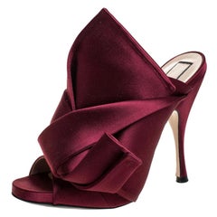 N°21 Burgundy Satin Ronny Pleated Mules Size 37