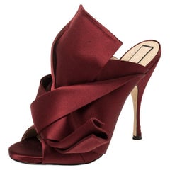 N°21 Burgundy Satin Ronny Pleated Mules Size 41