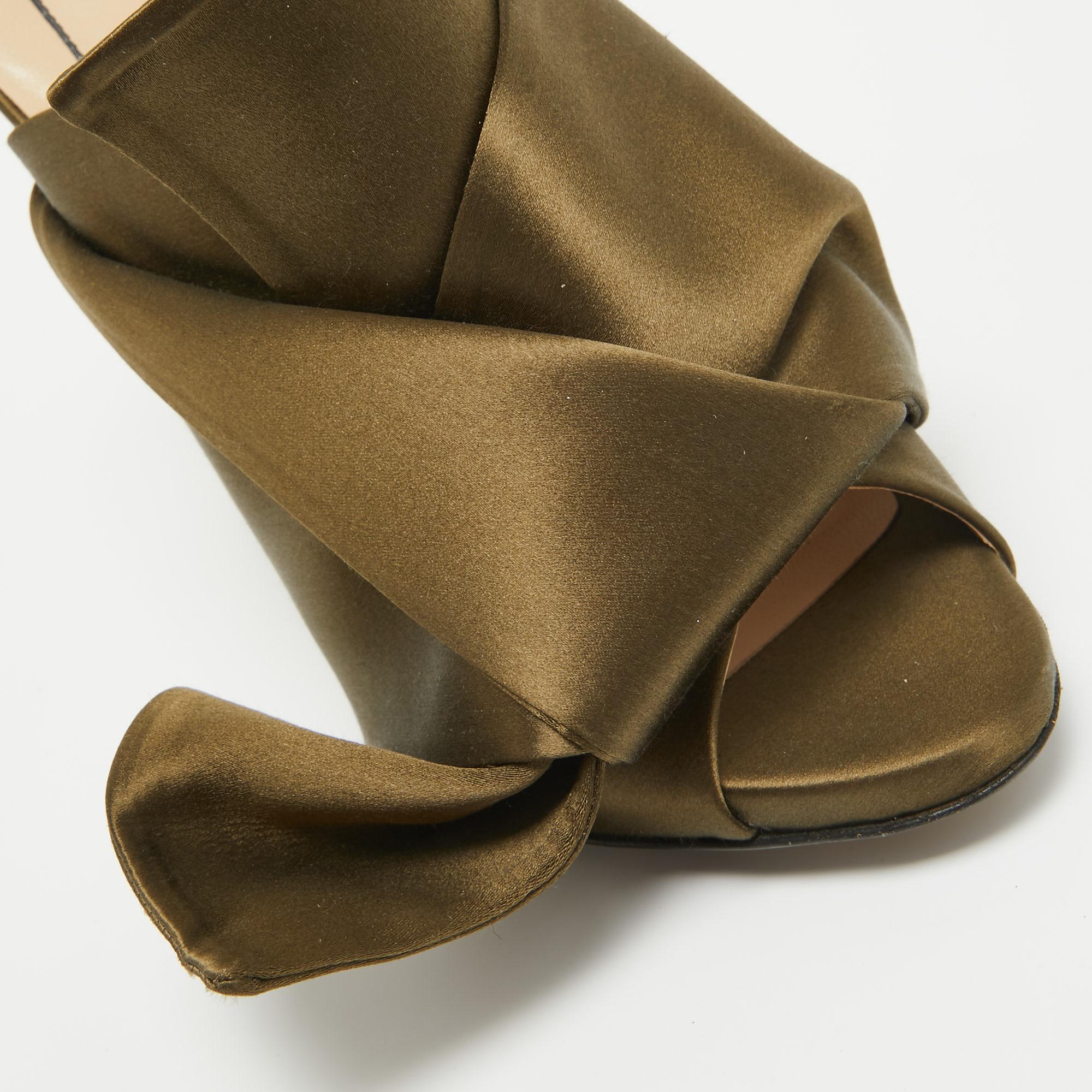 N21 Green Satin Raso Knot Mules Sandals Size 37 For Sale 3