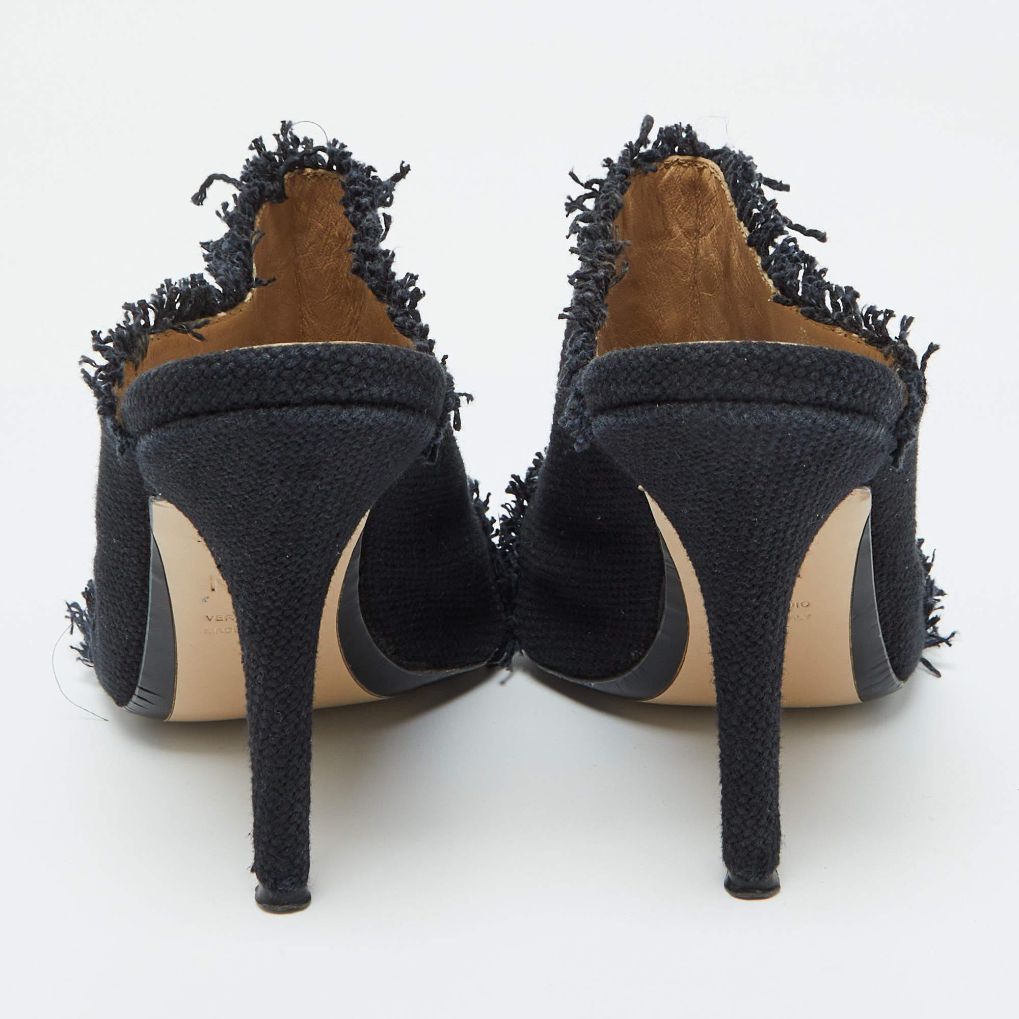 N21 Open Toe Slide Mules en toile bleu marine Taille 40 Pour femmes en vente