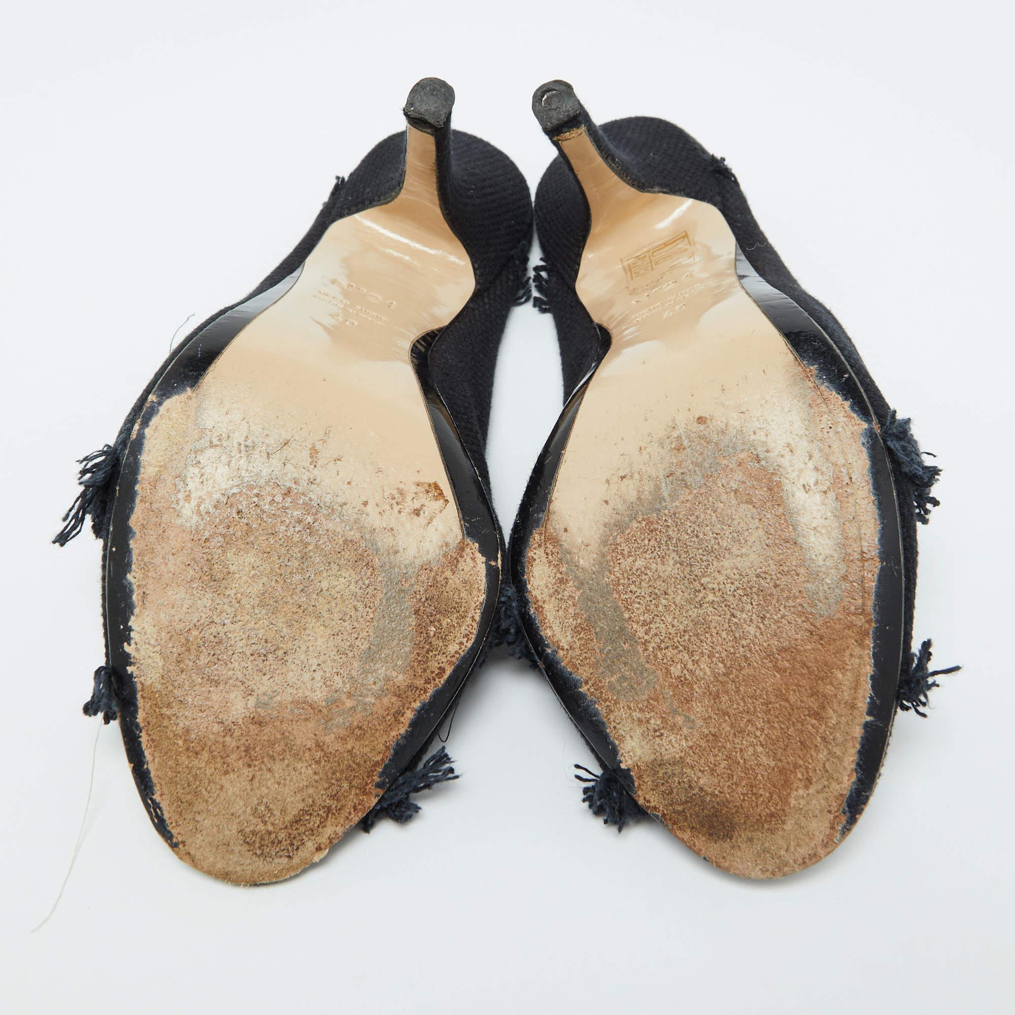 N21 Open Toe Slide Mules en toile bleu marine Taille 40 en vente 1