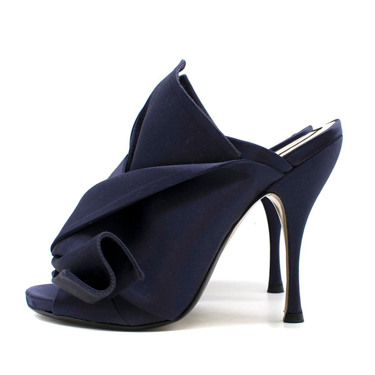 Women's N°21 Navy Satin Bow Mules SIZE 39