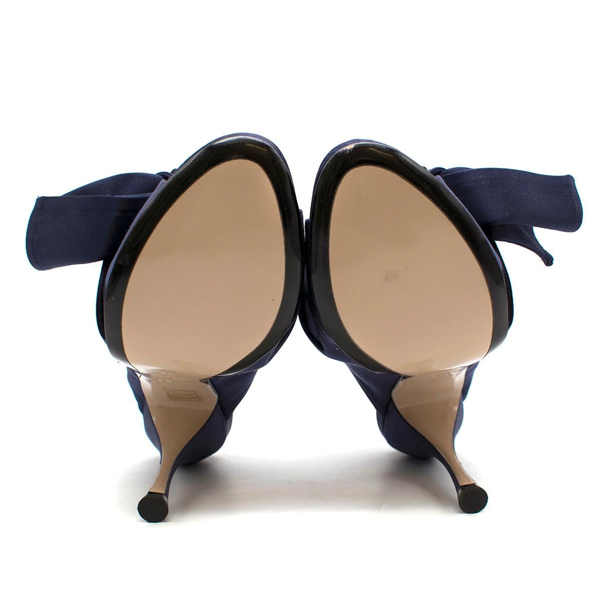 N°21 Navy Satin Bow Mules SIZE 39 4