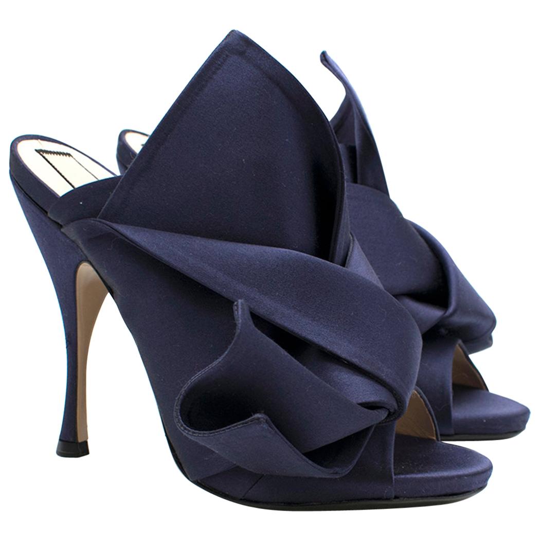 N°21 Navy Satin Bow Mules SIZE 39