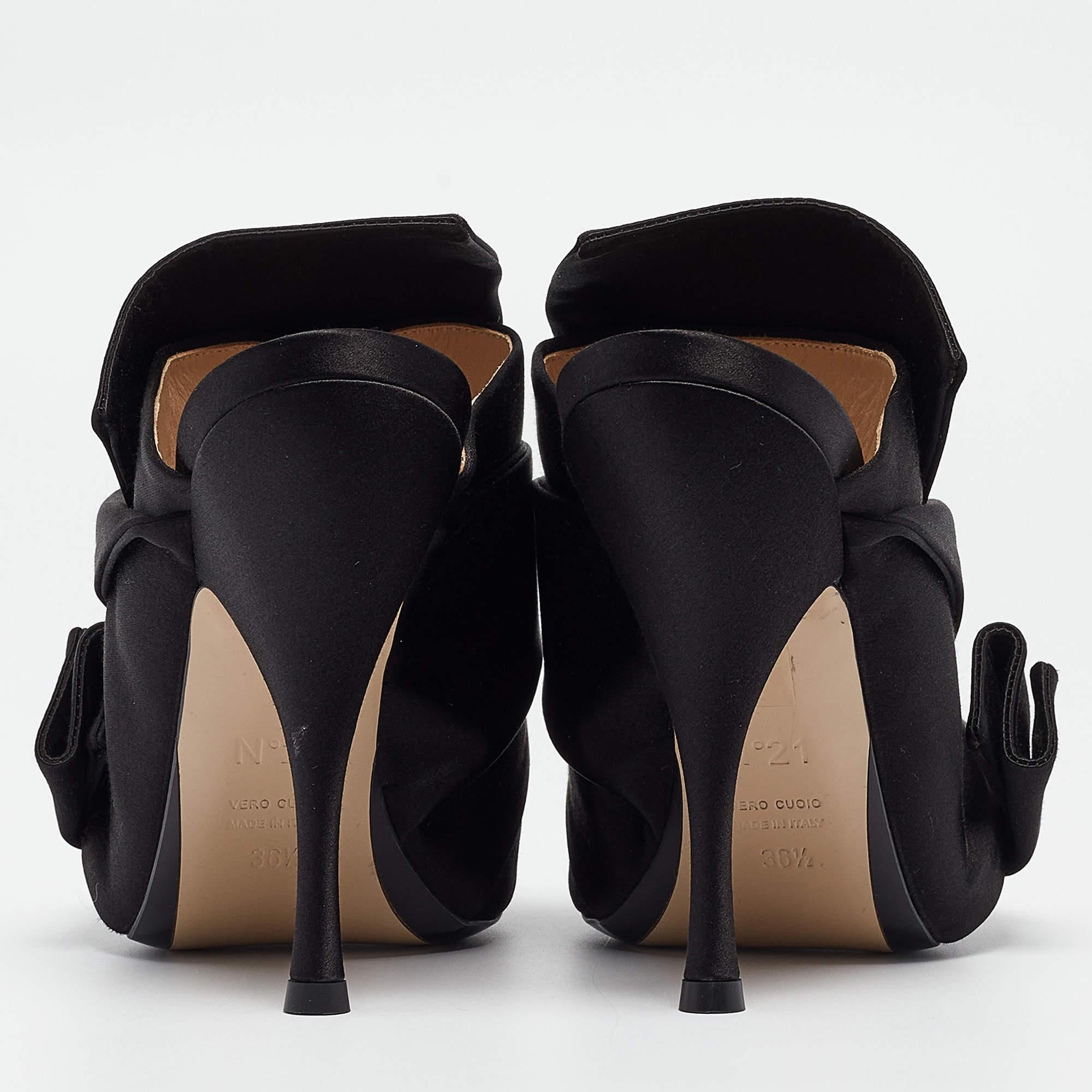 N°21 Olive Noir Satin Raso Knot Slides plates Taille 36.5 1