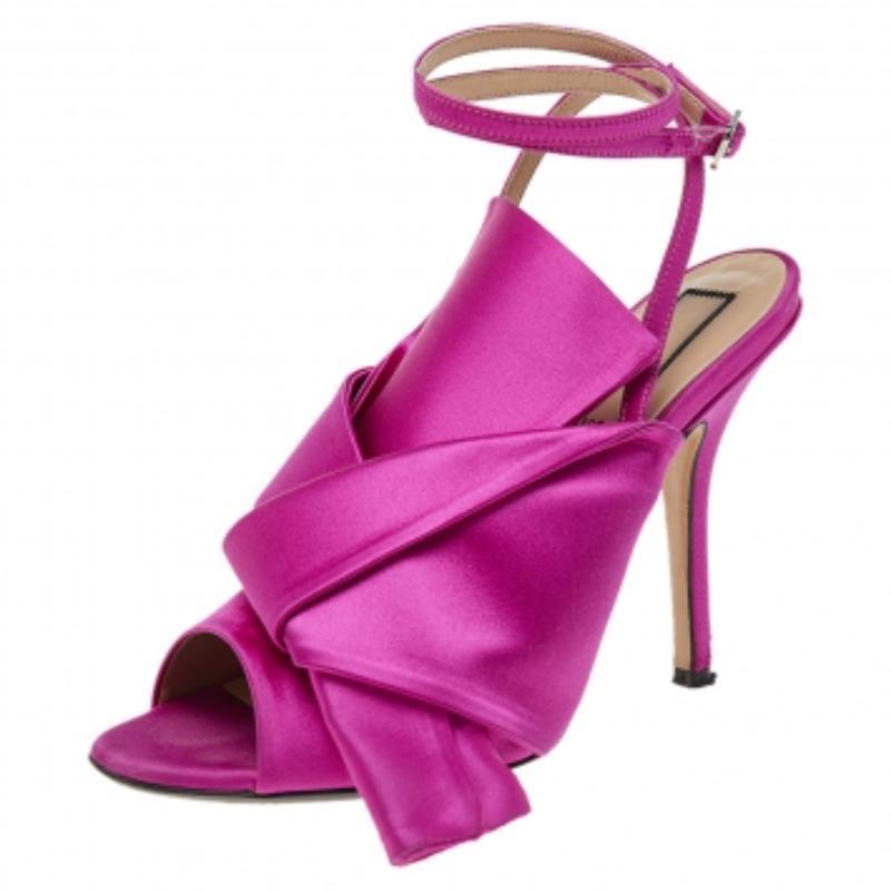 Donna N21 Sandali alla caviglia in raso rosa Raso Knot Taglia 37