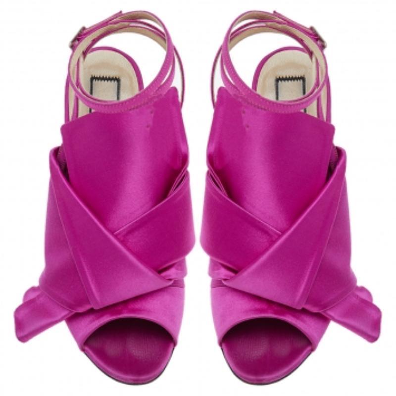 N21 Sandali alla caviglia in raso rosa Raso Knot Taglia 37 1