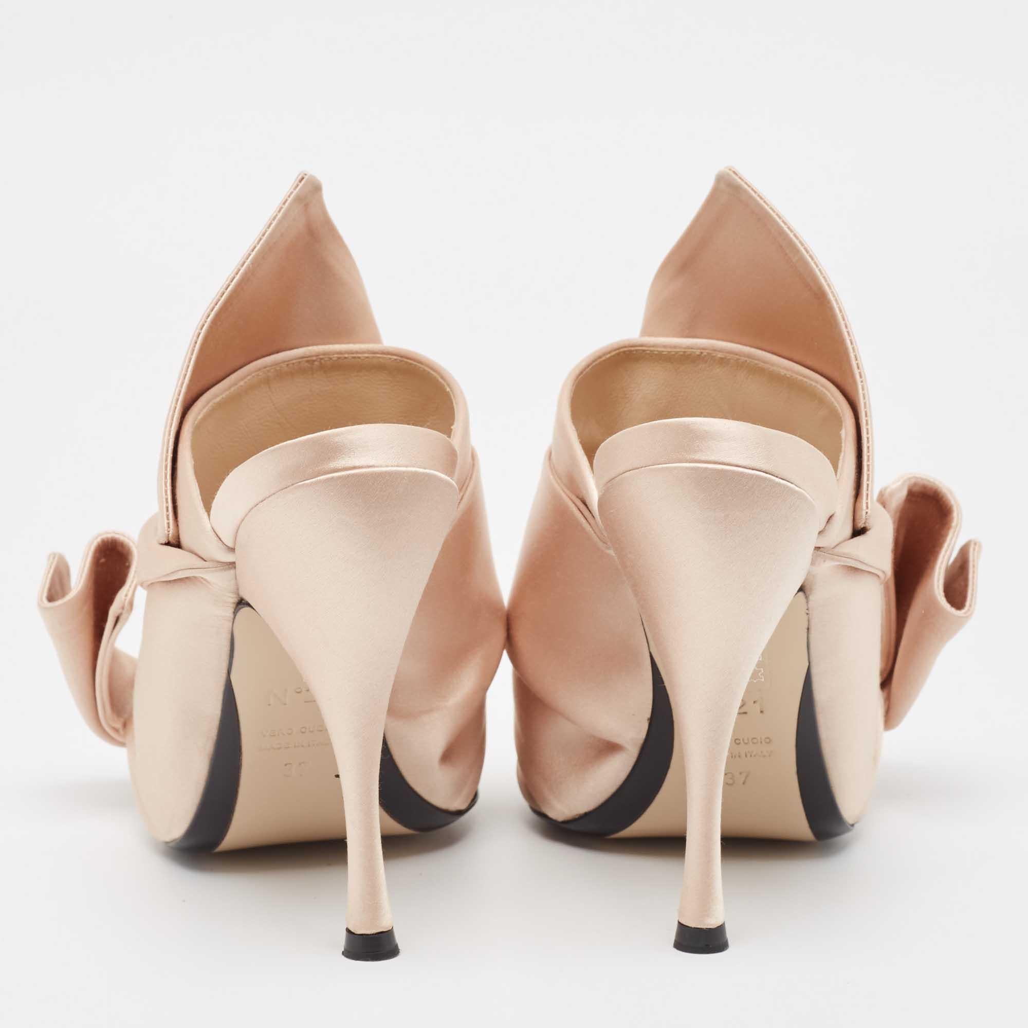 Women's N21 Pink Satin Raso Knot Mule Sandals Size 37