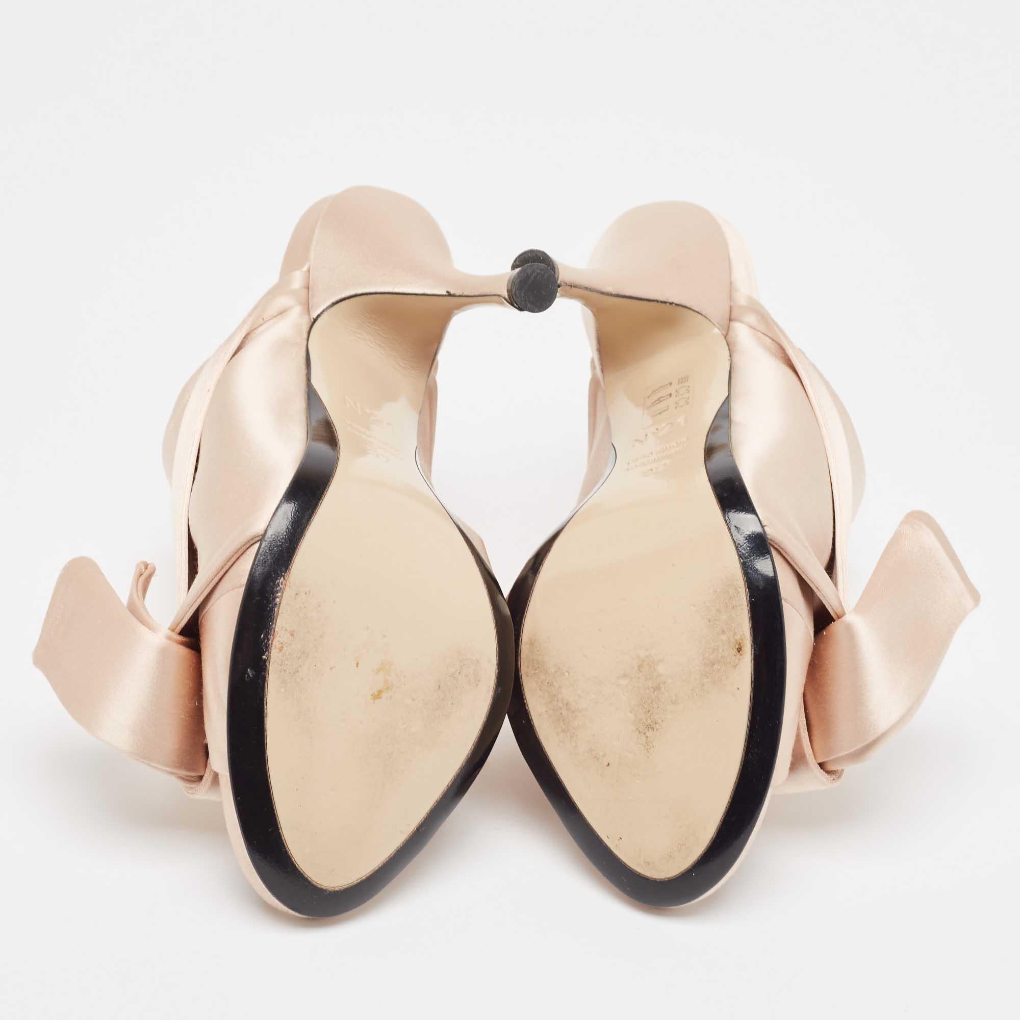 N21 Pink Satin Raso Knot Mule Sandals Size 37 1