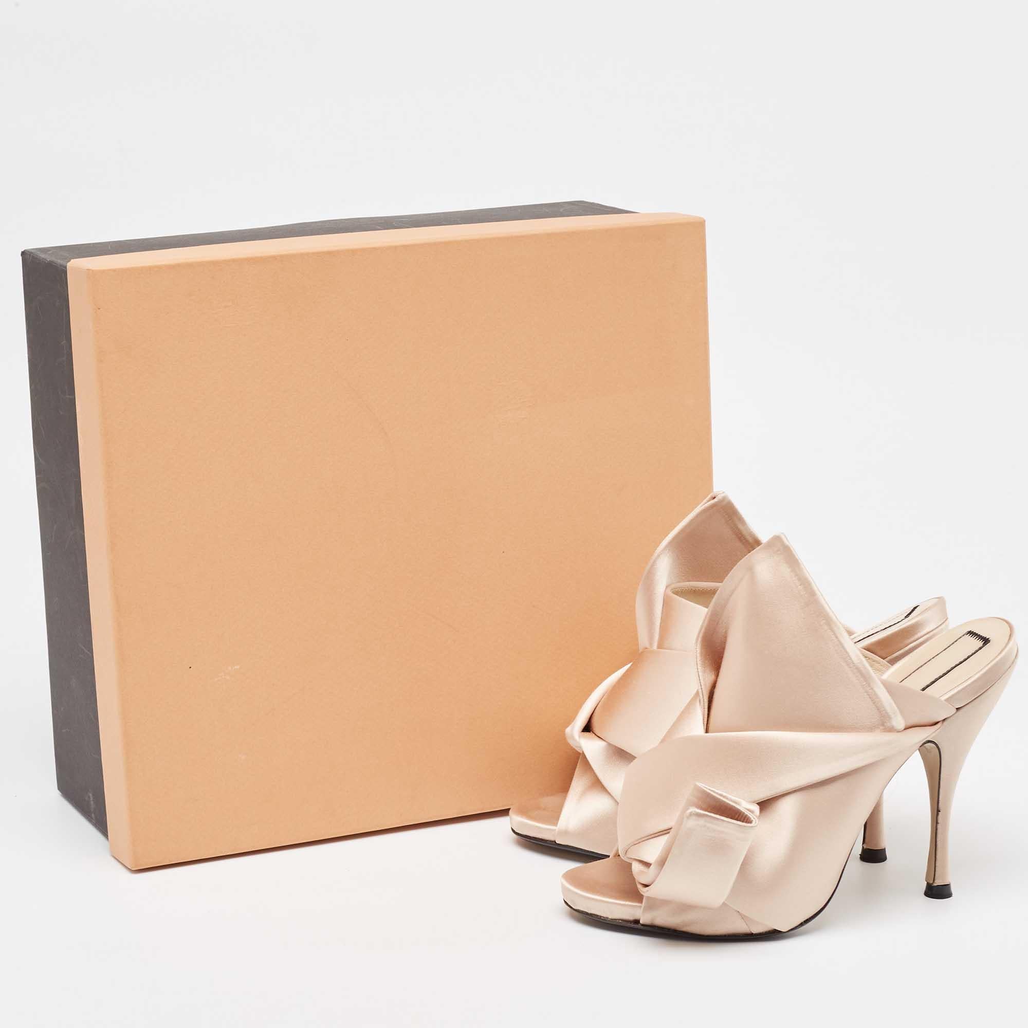 N21 Pink Satin Raso Knot Mule Sandals Size 37 4