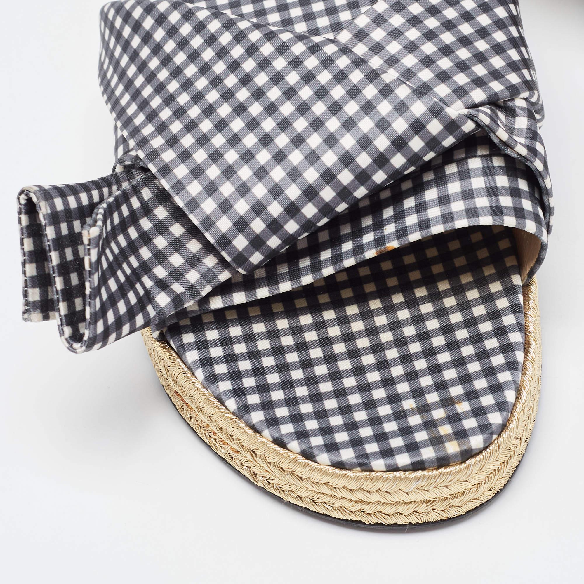 N°21 Blanc/Noir Tissu Nœud Slide Flats Taille 41 en vente 2