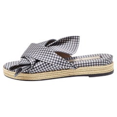 N°21 Blanc/Noir Tissu Nœud Slide Flats Taille 41