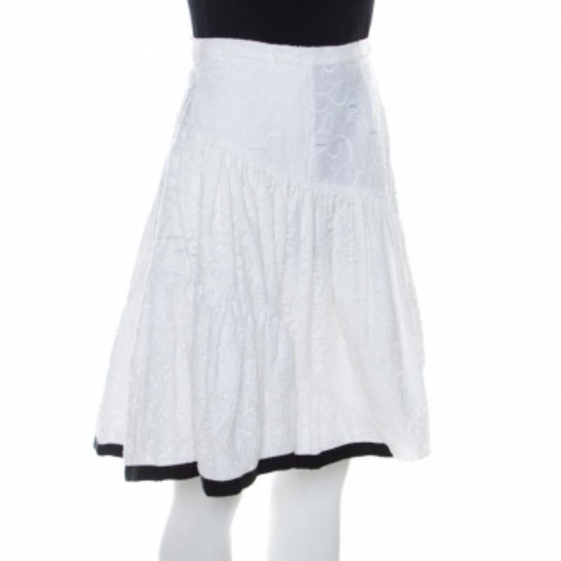 De las mujeres N21 Falda de algodón blanco con paneles de encaje S en venta