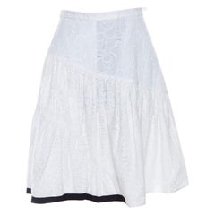 N21 White Cotton Lace Paneled A Line Skirt S