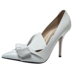 N21 White Leather Knot Pointed Toe Pumps Size 42