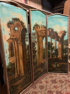N.3 Antique Paintings Classical Architectural Ruins, Canvas, Wood Frame, '700