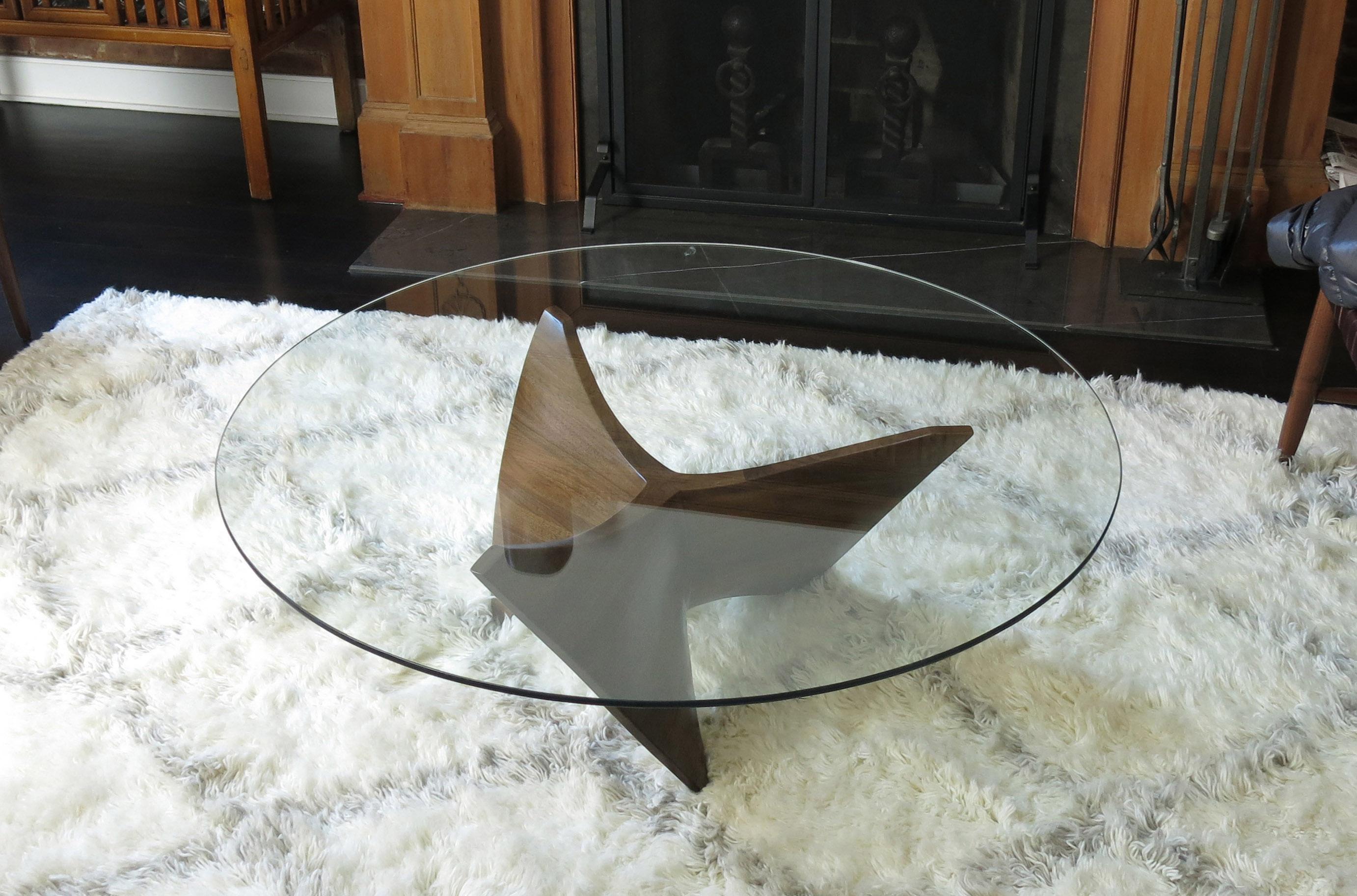 Modern N3 Coffee Table Hand Carved in Walnut For Sale