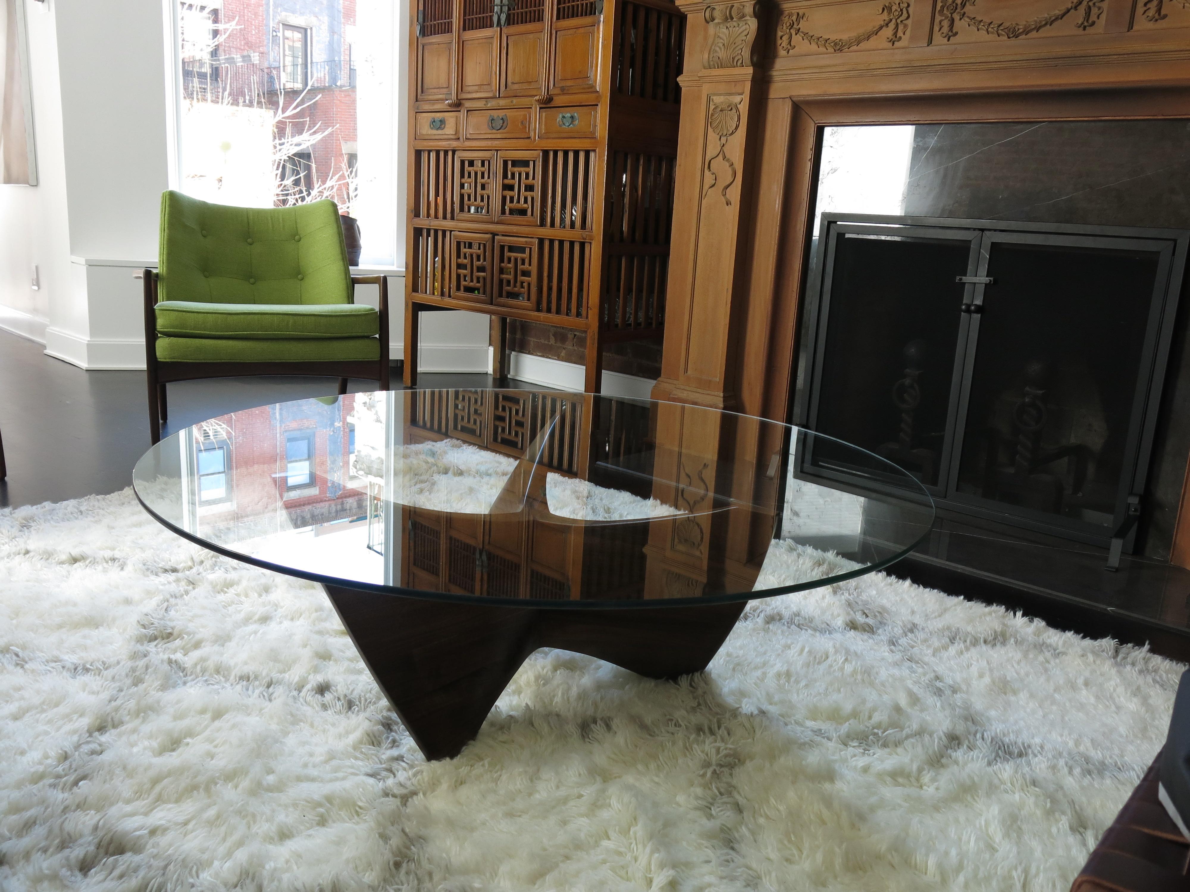 American N3 Coffee Table Hand Carved in Walnut For Sale