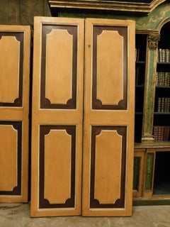 n.3 double wing lacquered old doors, painted and panels in relief, Italy
