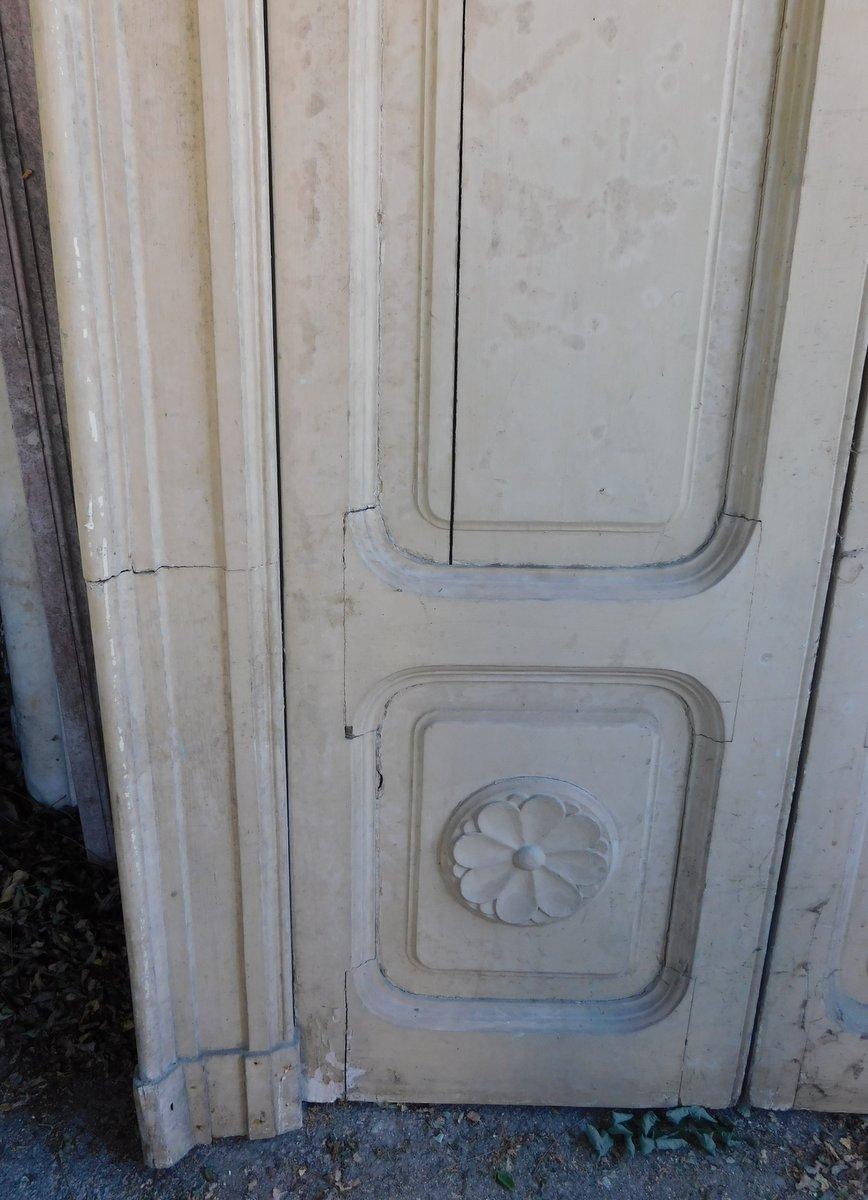 XIXe siècle N.3 Portes doubles intérieures laquées avec cadre sculpté, 19ème siècle, Italie en vente