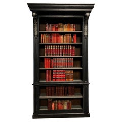 Nero 3 librerie laccate nero e grigio con colonne scolpite, italia