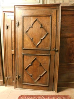 n.3 poplar interior carved doors, not identical, original iron and frame, Italy
