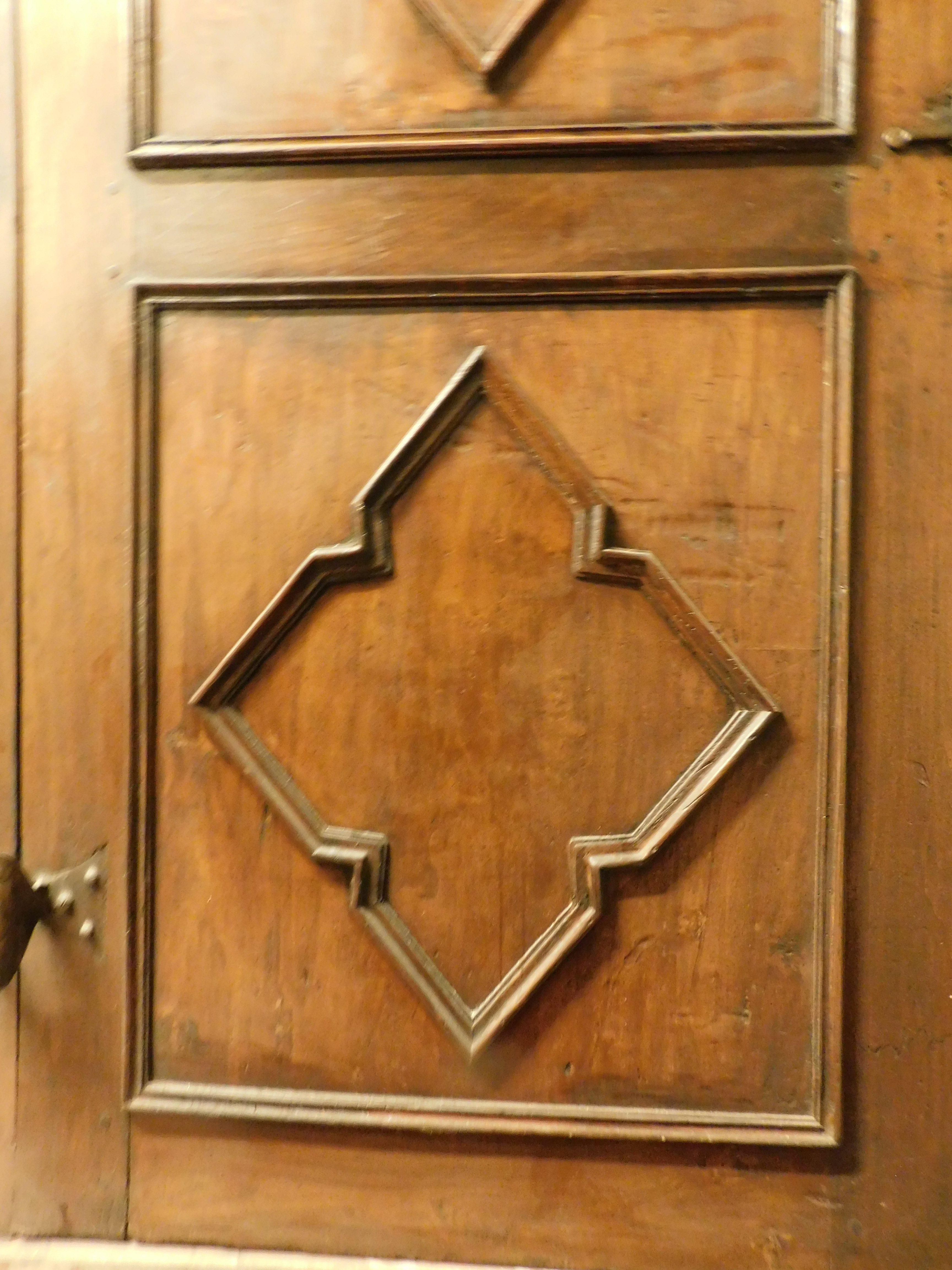 Italian n.3 poplar interior carved doors, not identical, original iron and frame, Italy For Sale