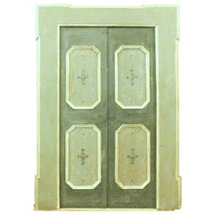 N.4 Antique Double Doors with Lacquered Frame, Gray and White, 1700, Italy