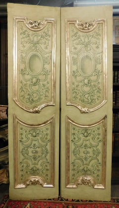 N.4 Antique Two-Winged Doors, Painted, Sculpted and Silvered, Italy '700