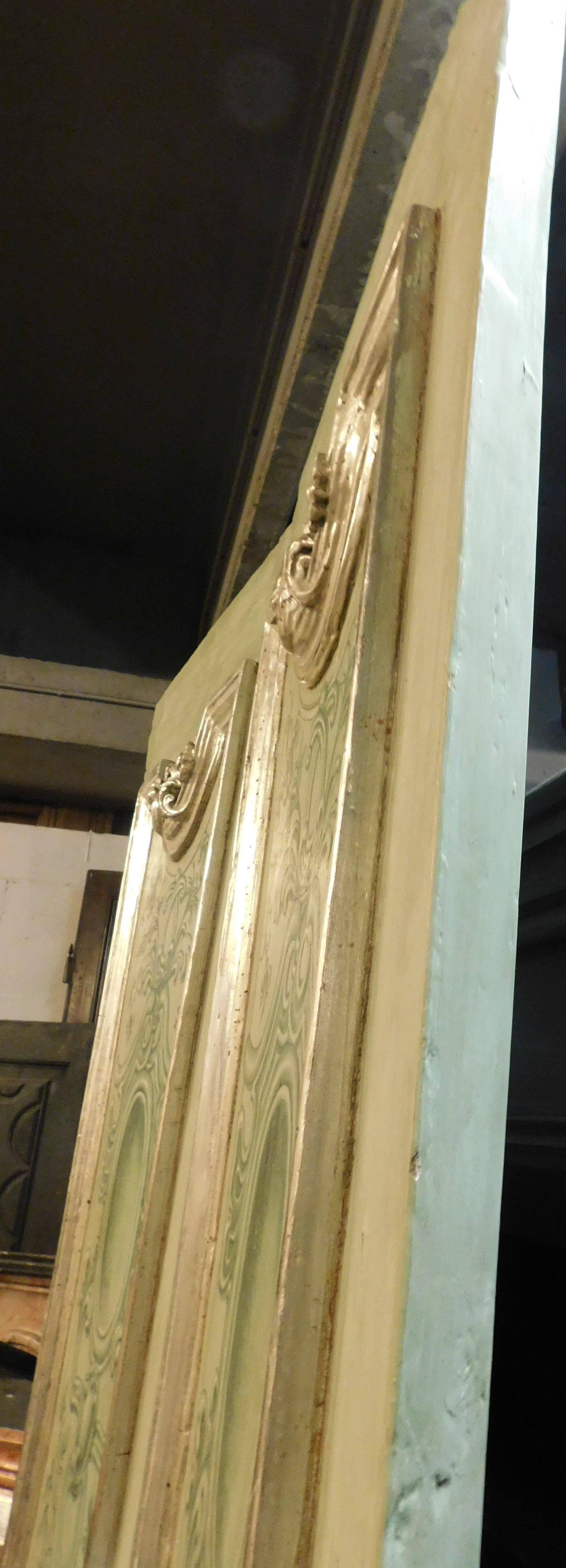 N.4 Antike zweiflügelige Türen, bemalt, geformt und versilbert, Italien '700 (Holz) im Angebot