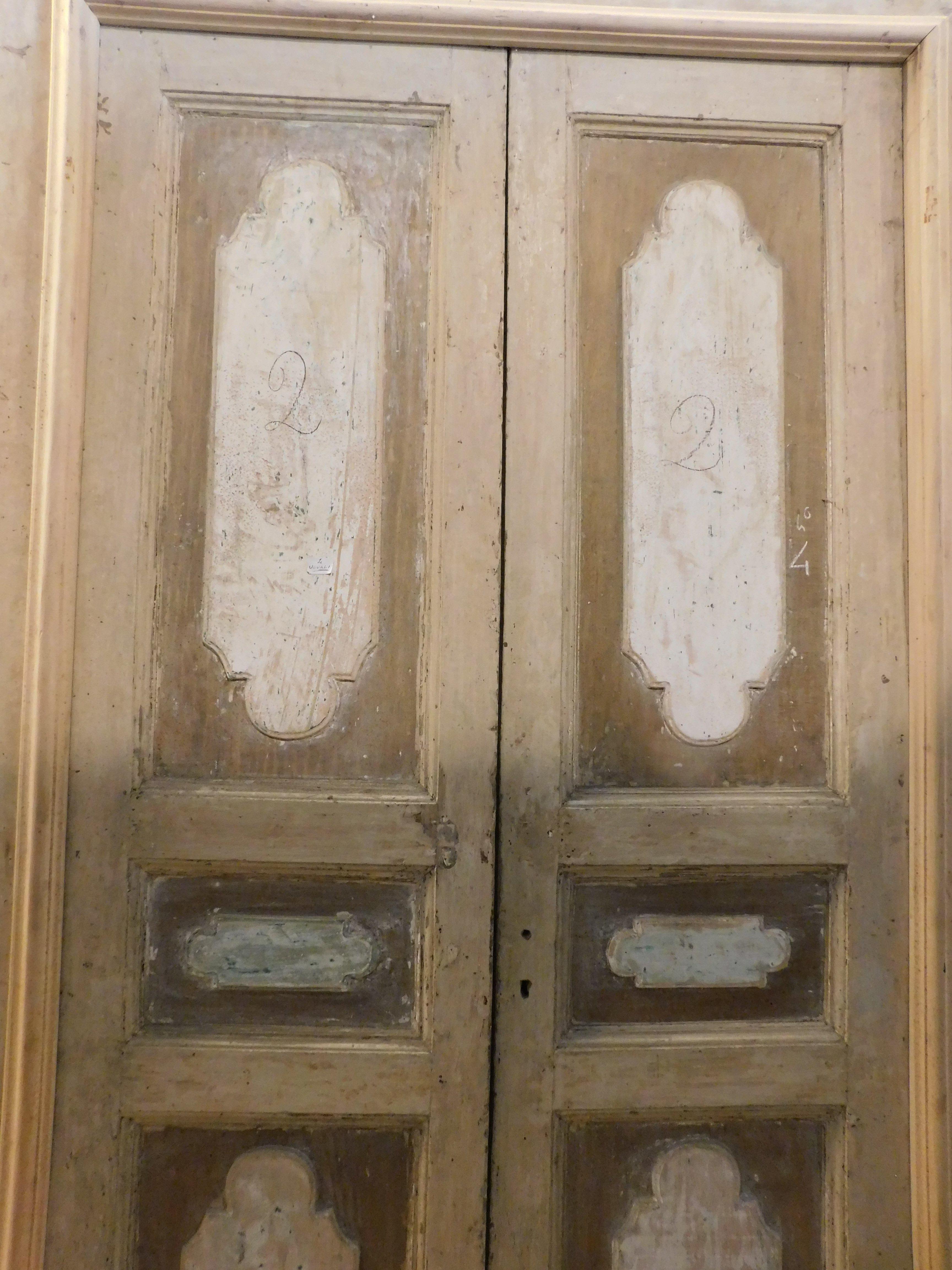 n.4 internal double antiques doors, lacquered with original frame, Italy For Sale 5