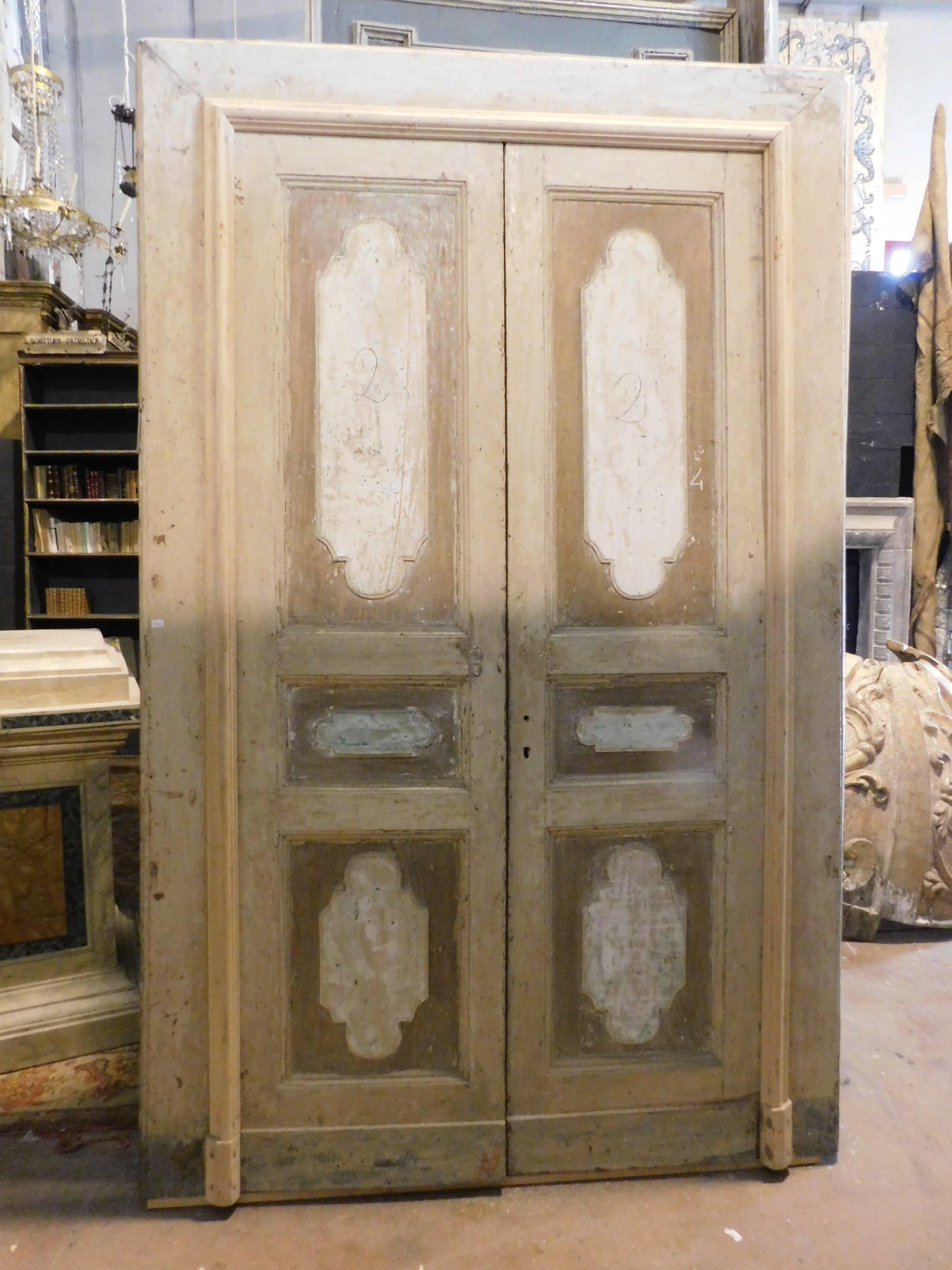 18th Century and Earlier n.4 internal double antiques doors, lacquered with original frame, Italy For Sale