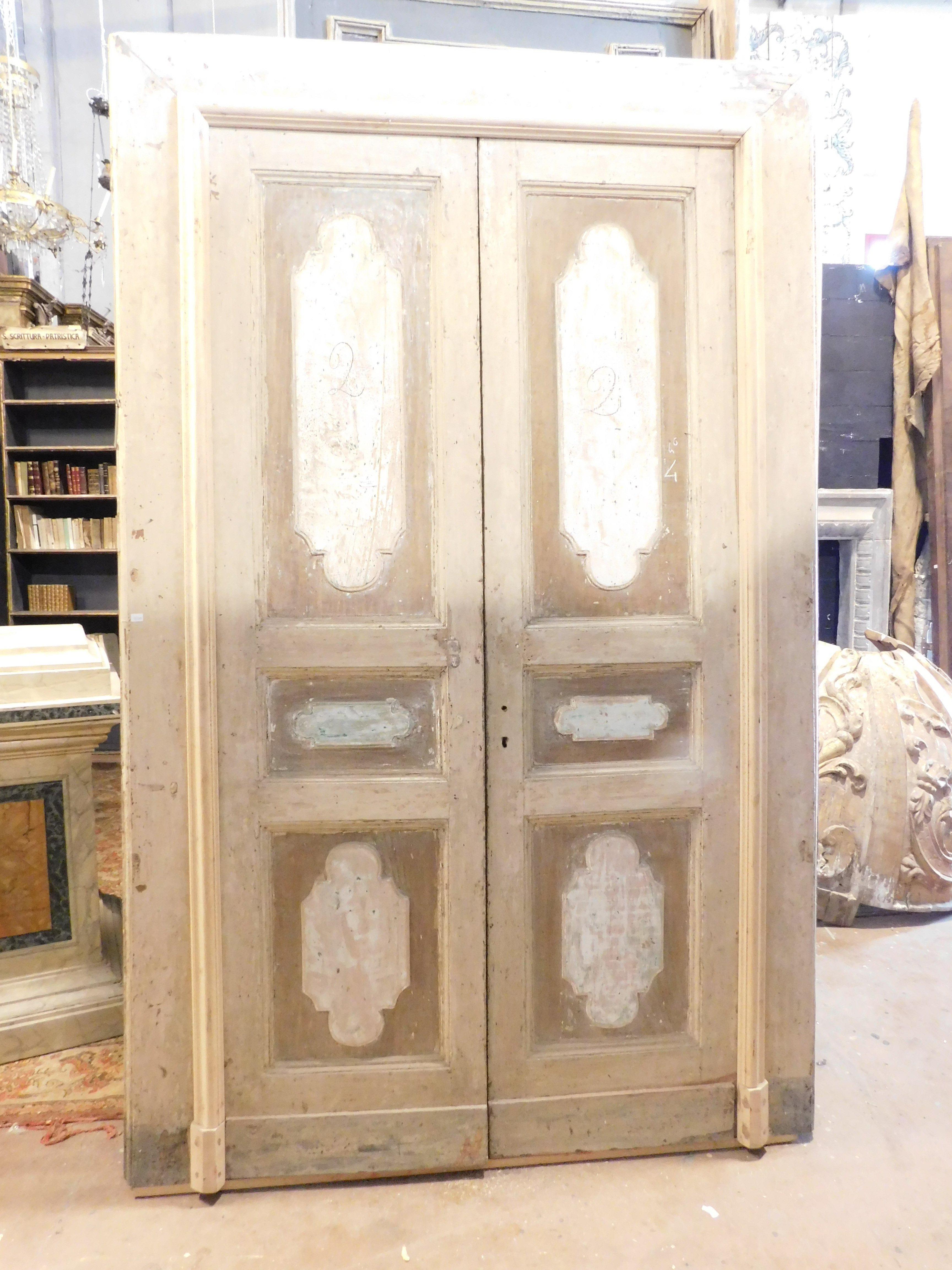 n.4 internal double antiques doors, lacquered with original frame, Italy For Sale 1