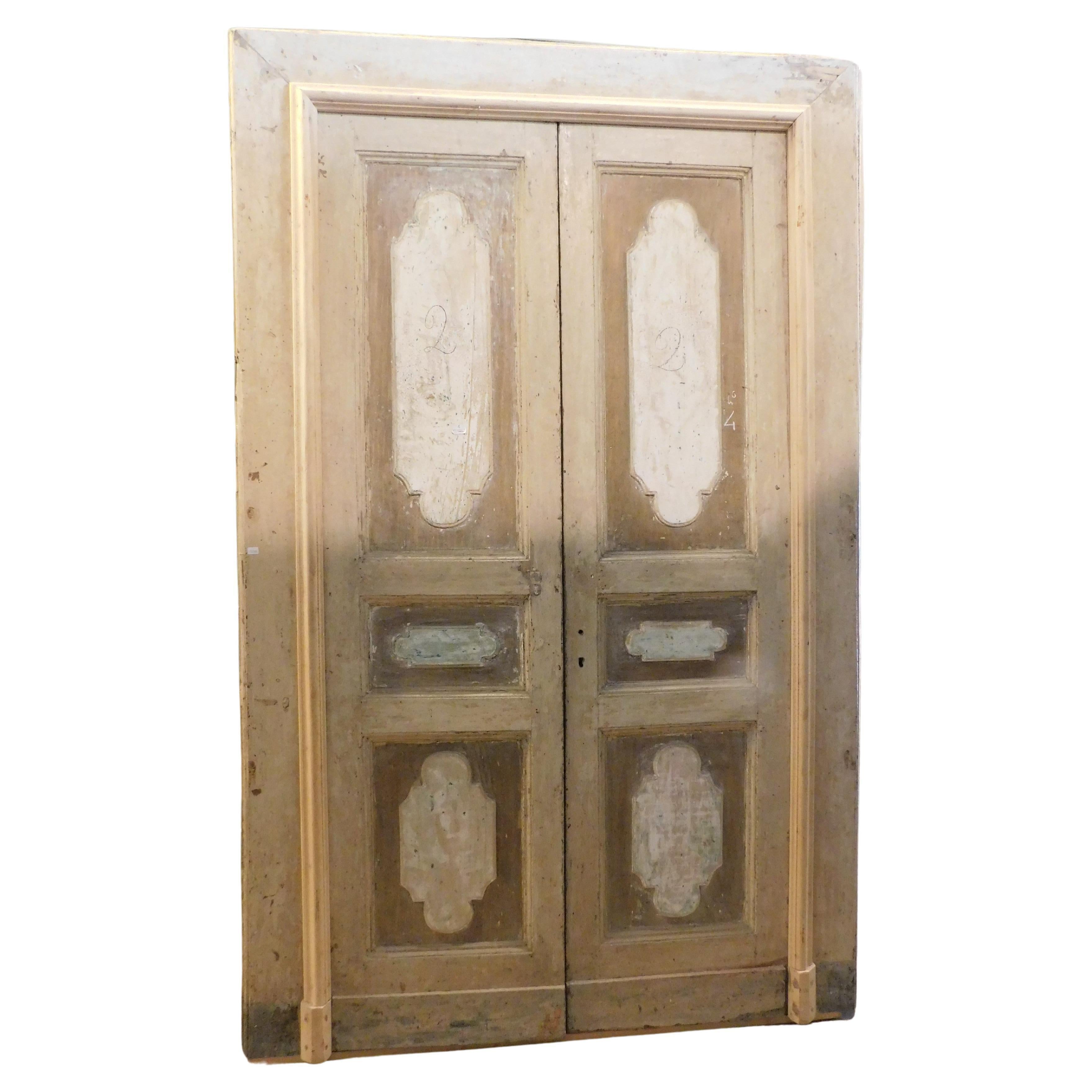 n.4 internal double antiques doors, lacquered with original frame, Italy For Sale