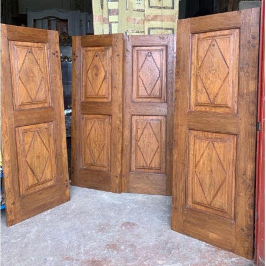 nº 4 puertas interiores, talladas con rombos de álamo macizo y roble Italian en venta