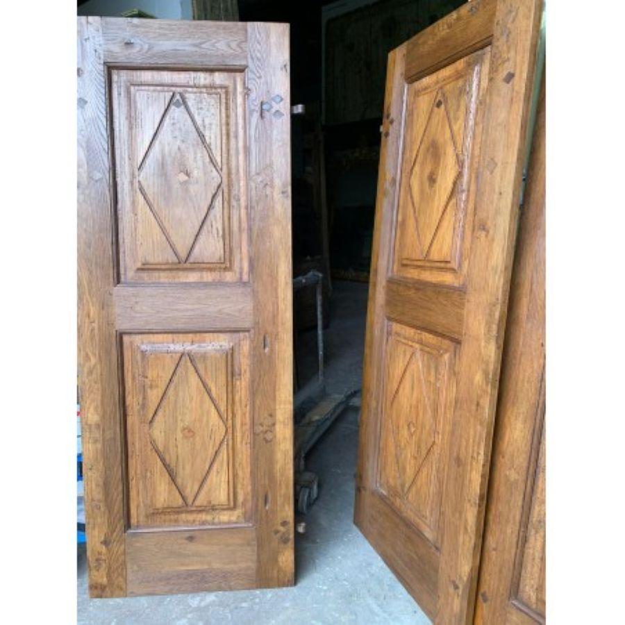 nº 4 puertas interiores, talladas con rombos de álamo macizo y roble 18th Century and Earlier en venta