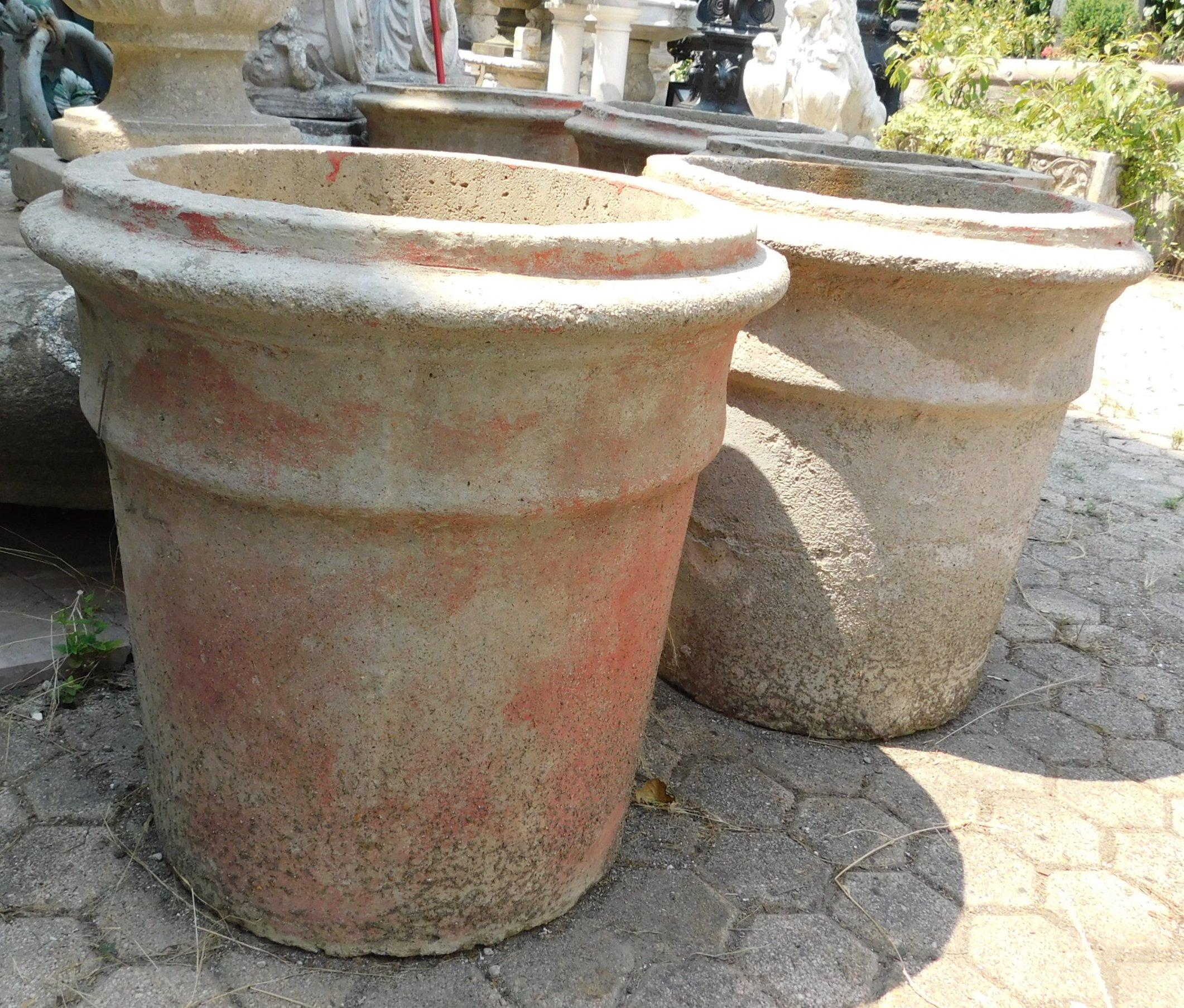 Cement N.5 Vases in Patinated Concrete, Art Decò, Italy