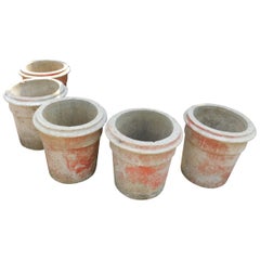 N.5 Vases in Patinated Concrete, Art Decò, Italy