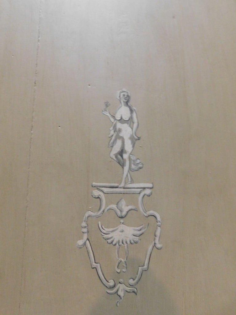 n.6 Antiques Lacquered Doors with Painted Overdoor, Blue Beige Paint