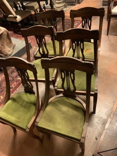 No. 6 wooden chairs and velvet seat, Italy