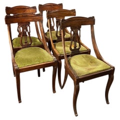 No. 6 wooden chairs and velvet seat, Italy