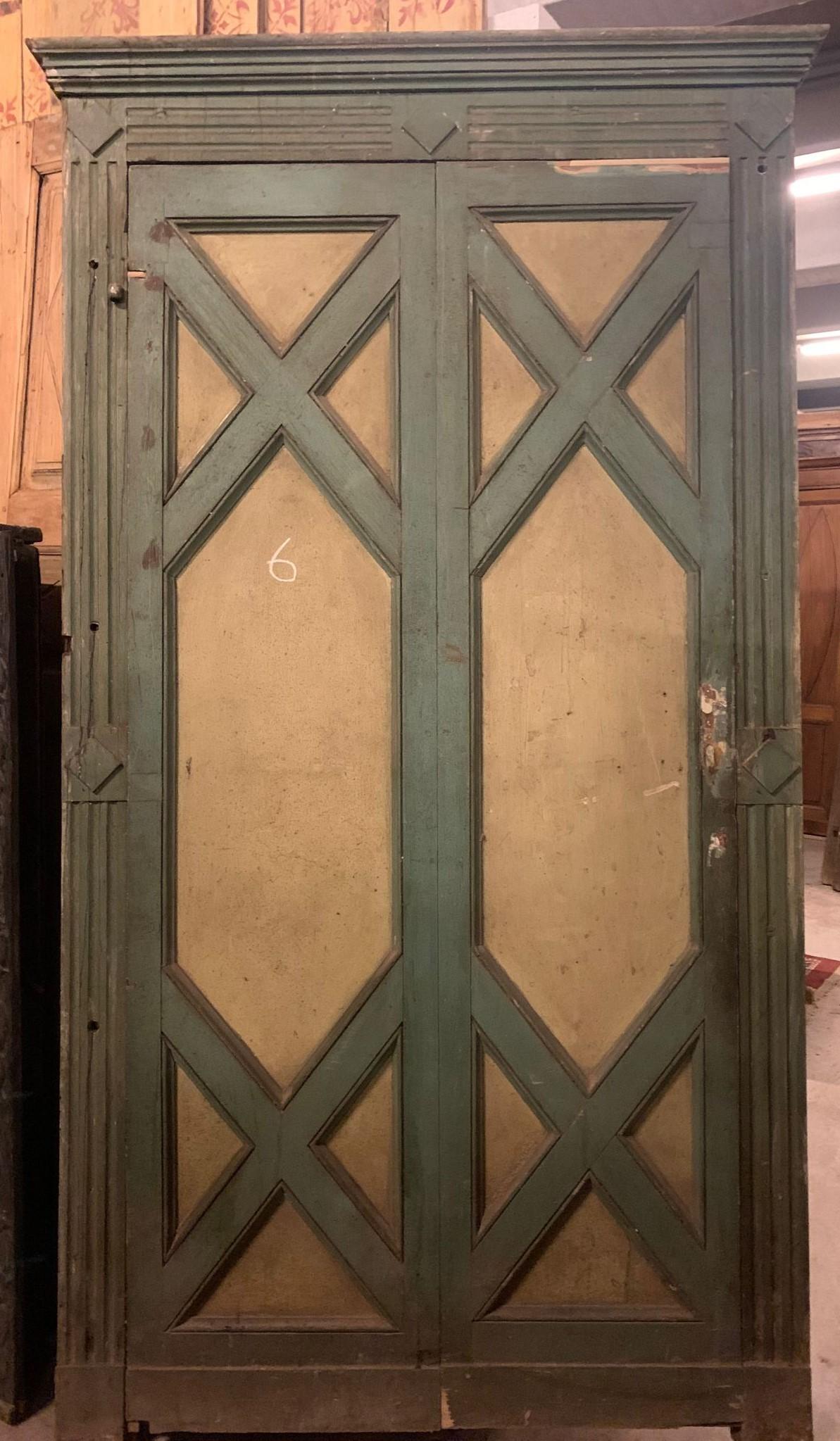 Portes doubles intérieures N.9, laquées et sculptées avec cadre d'origine, Italie en vente 5
